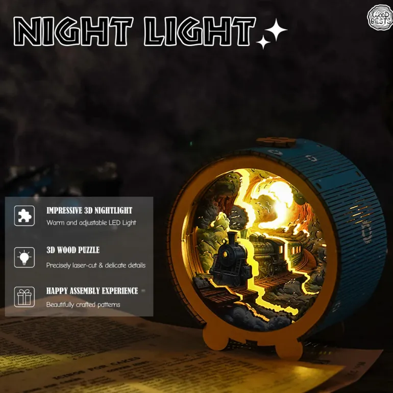 Woodbests - Steam Train Kit - 3D Wooden Puzzle Night Light