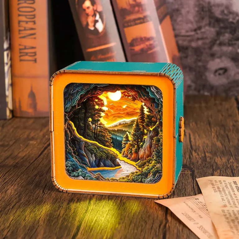 Woodbests - Sunset Wilderness Path Kit - 3D Wooden Puzzle Night Light