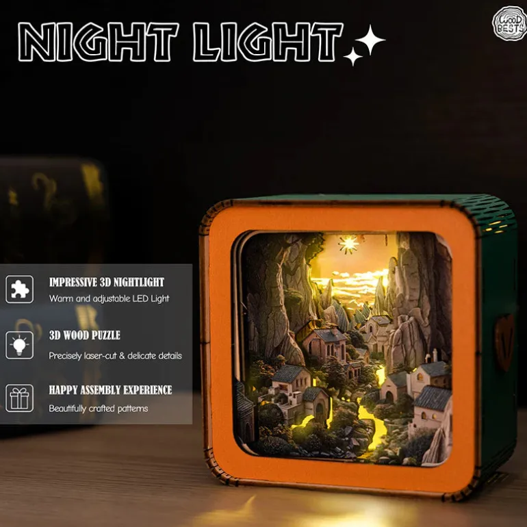 Woodbests - Valley Village Kit - 3D Wooden Puzzle Night Light