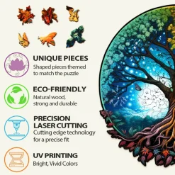 Woodbests - Yin Yang Tree of Life 7 Wooden Jigsaw Puzzle (160-200pcs)